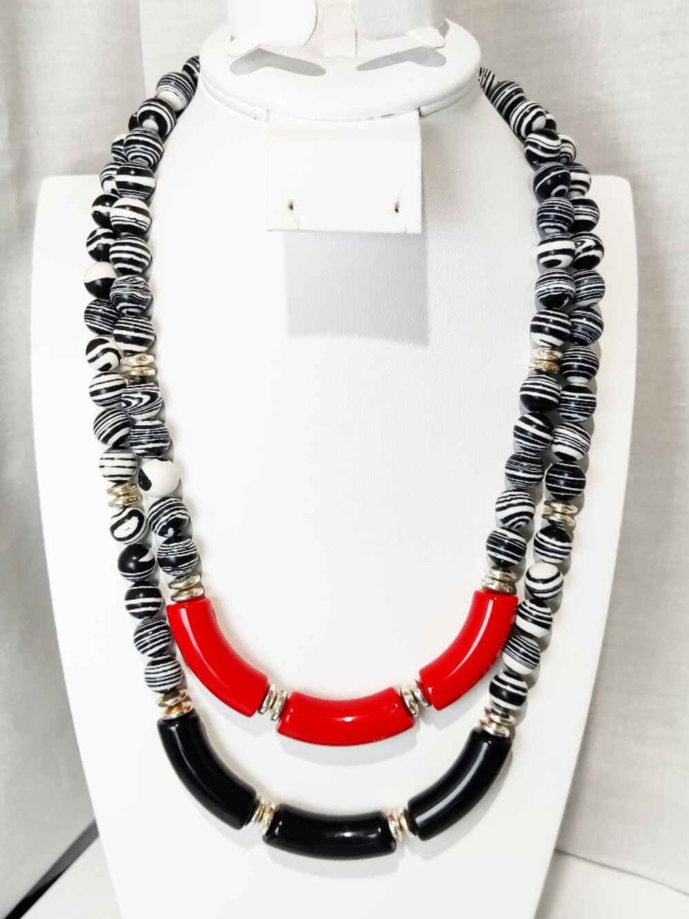 Vintage 1980s Modernist Art Glass Lucite Statement Necklace